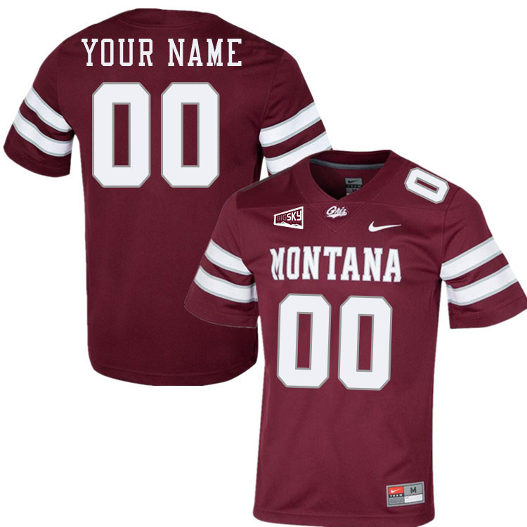 Custom University Of Montana Grizzlies Player's Name And Number Jersey-Maroon